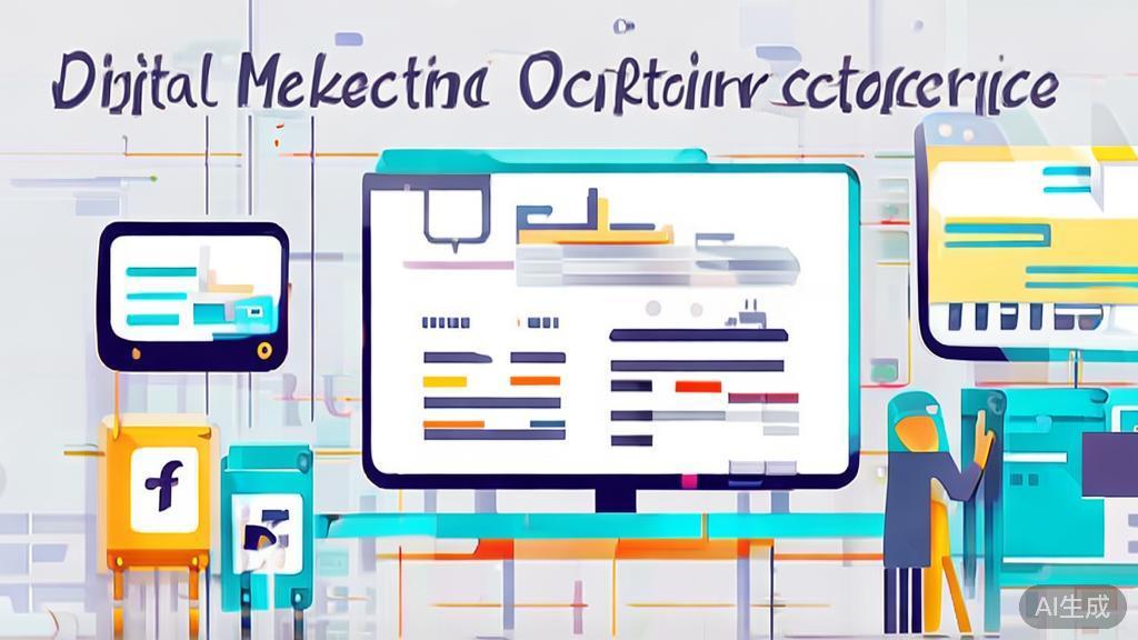 "High-quality business illustration regarding digital marketing strategies, minimal flat design"