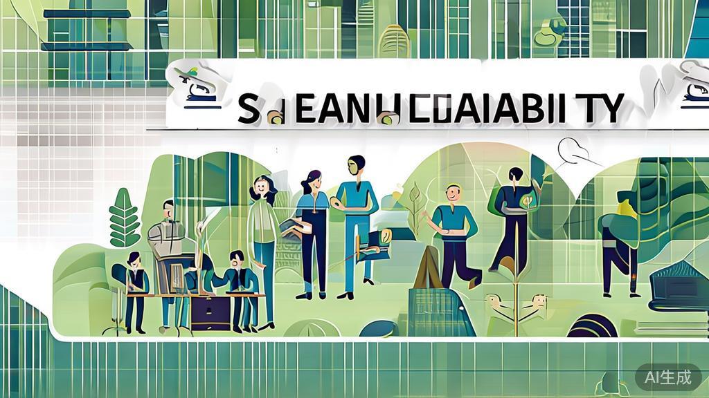 High-quality business illustration regarding sustainability entrepreneurship, minimal flat design