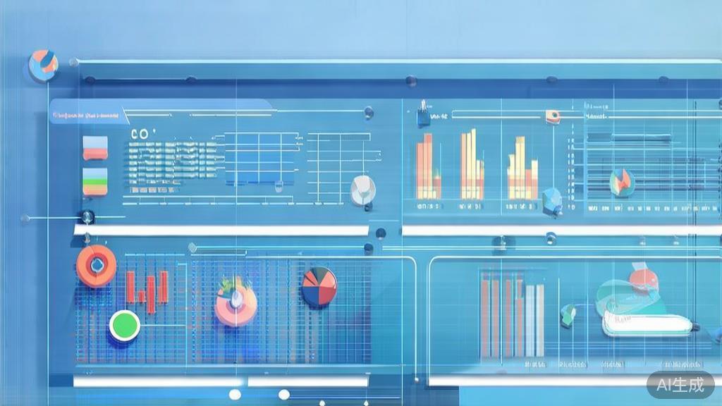 Flat vector illustration of business operation plan and budget, dashboard style, soft blue gradient