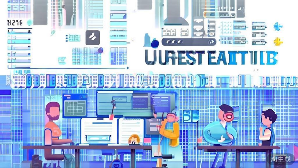 Flat vector illustration of teamwork in startup projects, dashboard style, soft blue gradient