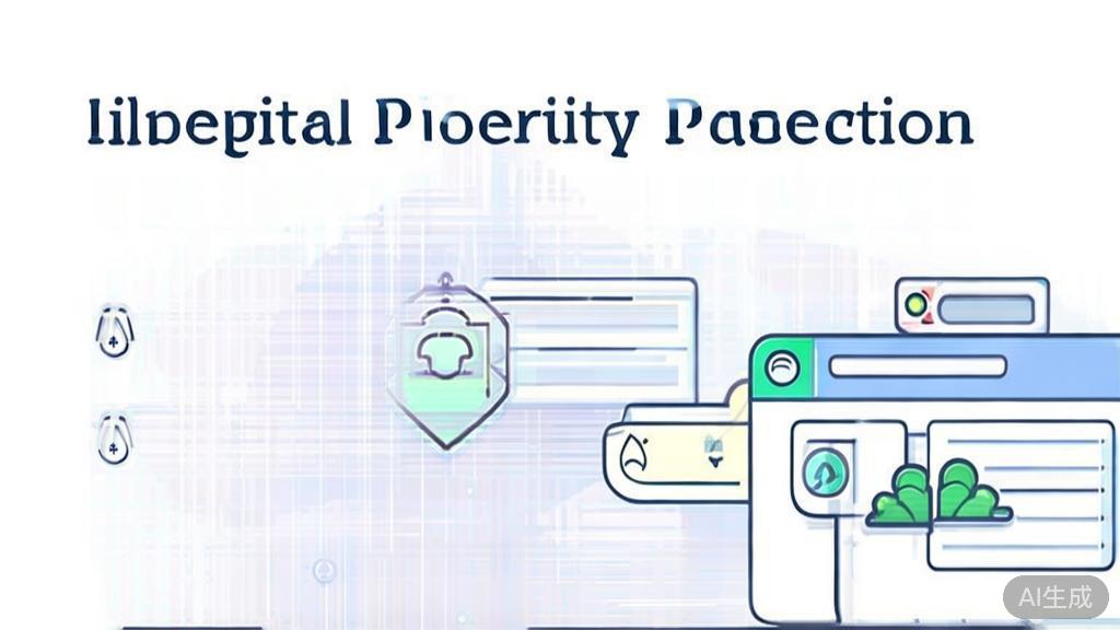 Business illustration regarding intellectual property protection, minimal flat design