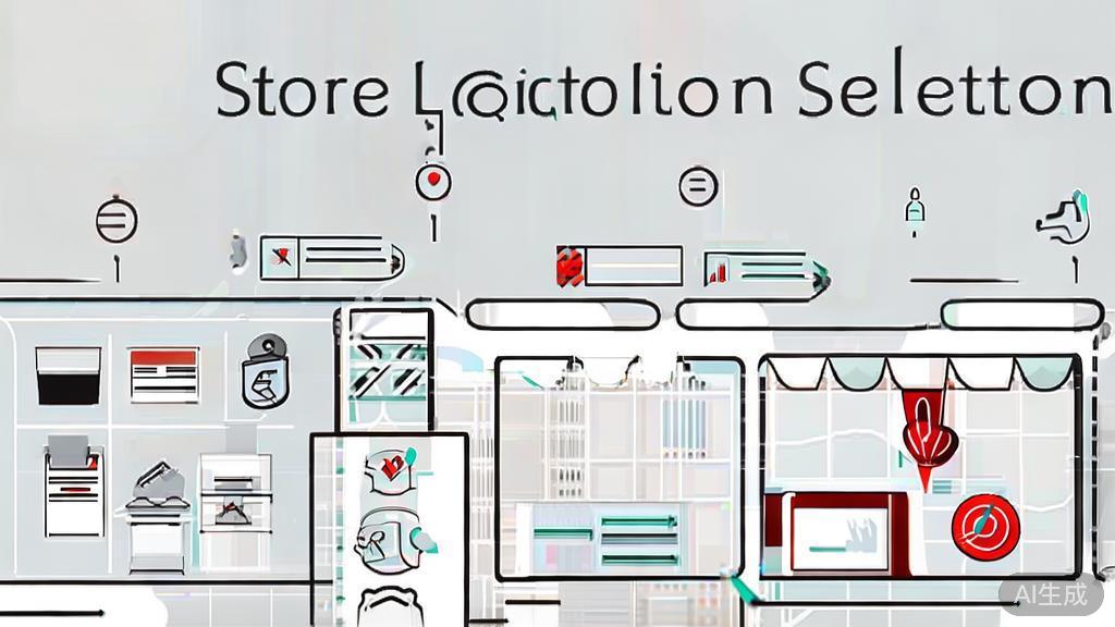 High-quality business illustration regarding store location selection, minimal flat design