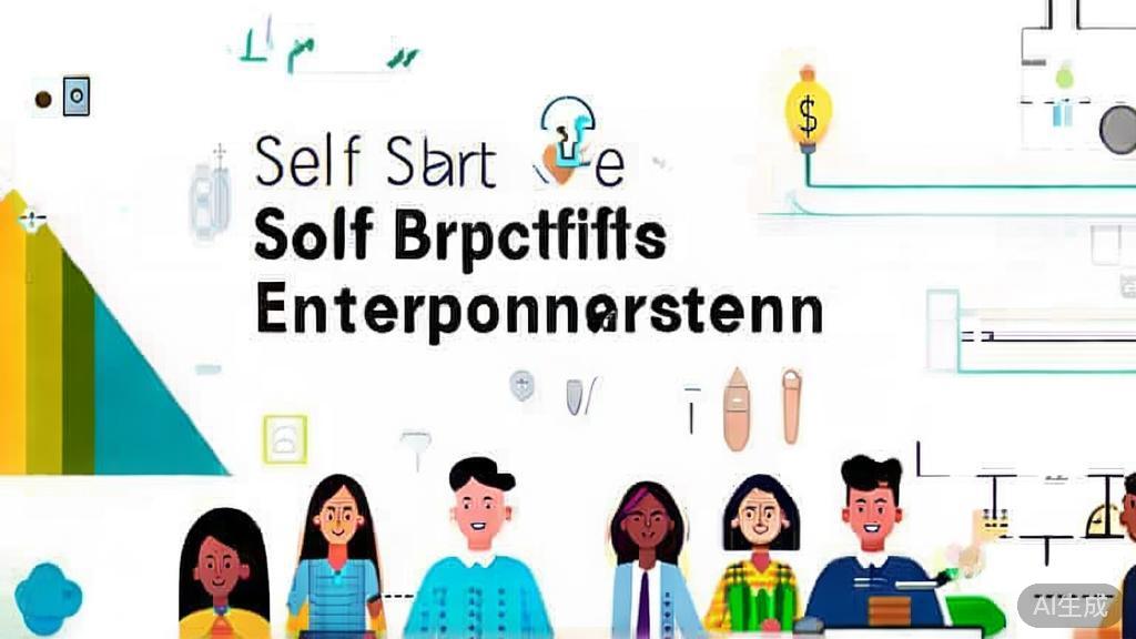 High-quality illustration of self-start entrepreneurship benefits, minimal flat design