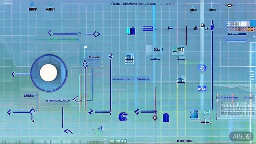 "Flat vector illustration of market analysis process, dashboard style, soft blue gradient"