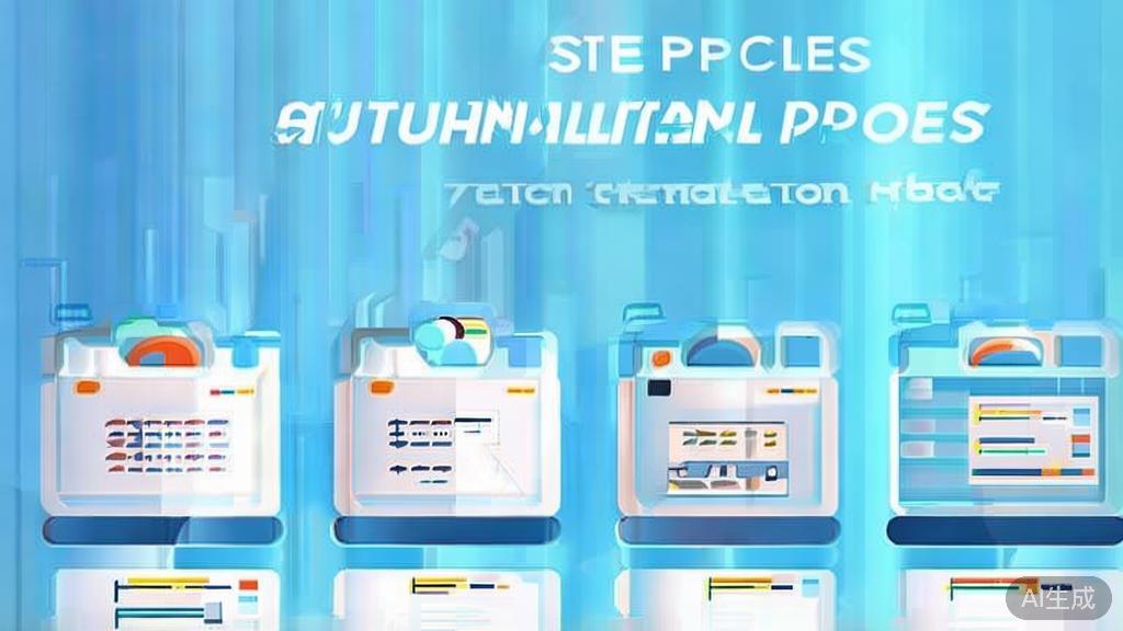 Flat vector illustration of installation process, dashboard style, soft blue gradient