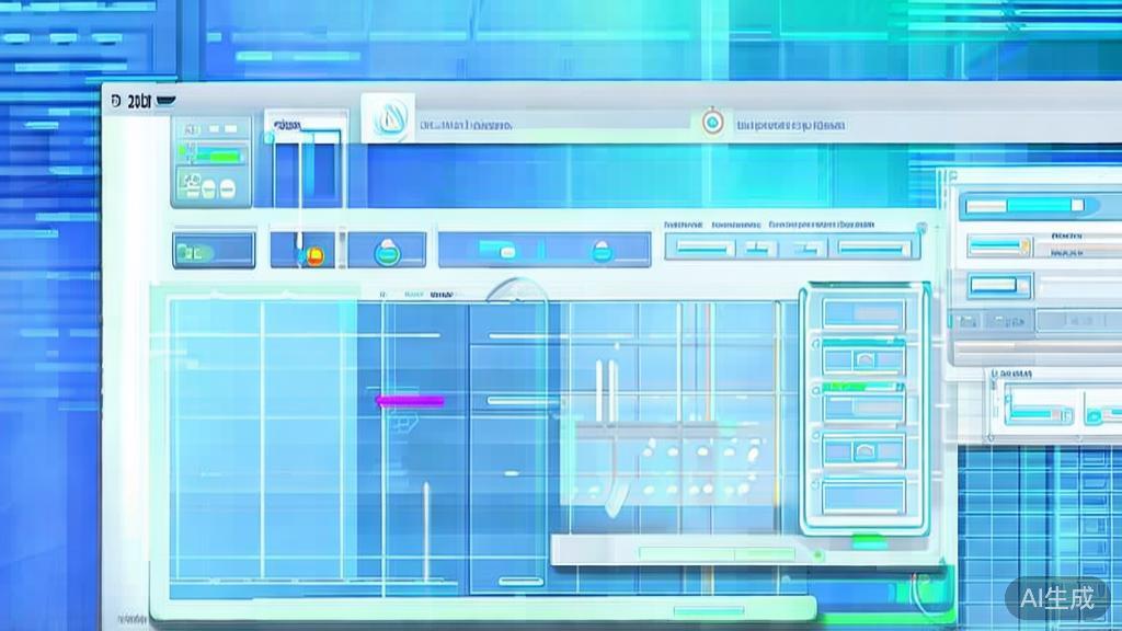 Flat vector illustration of AI drawing tool interface, dashboard style, soft blue gradient