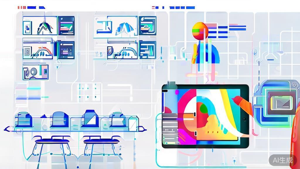 High-quality business illustration regarding future of AI drawing tools, minimal flat design