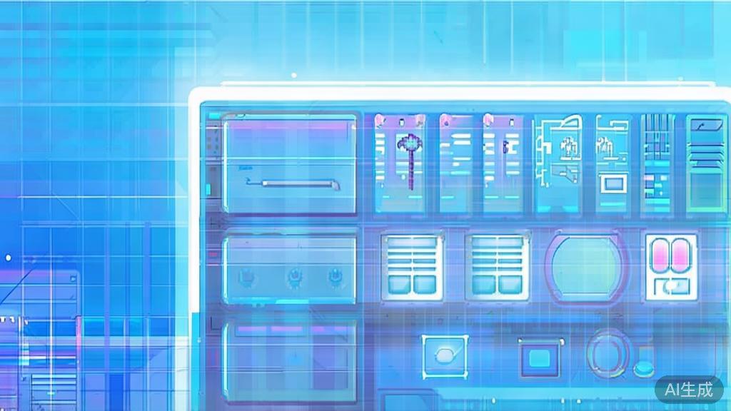 Flat vector illustration of AI drawing tools, dashboard style, soft blue gradient