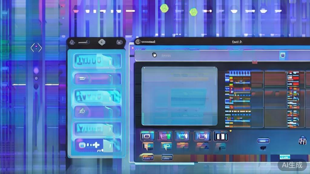 Flat vector illustration of AI image generation concept, dashboard style, soft blue gradient