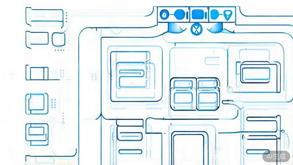 "High-quality illustration showing layered management in an AI drawing software, minimal flat design"