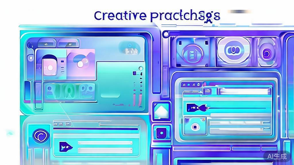 Flat vector illustration of a creative process using Gptimage2, dashboard style, soft blue gradient