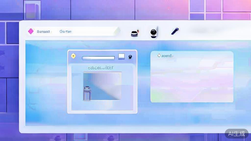 "Flat vector illustration of AI image tool, dashboard style, soft blue gradient"