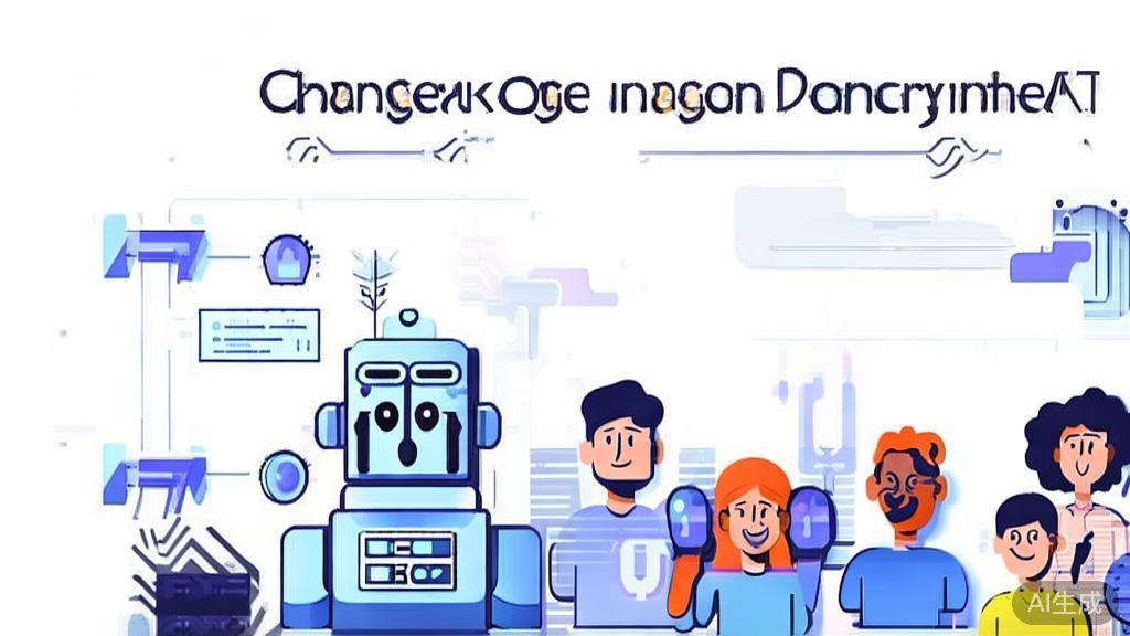 High-quality business illustration regarding the challenges and opportunities of AI image generation technology, minimal flat design