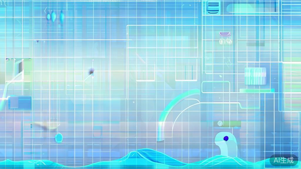 Flat vector illustration of future art trends influenced by AI, dashboard style, soft blue gradient