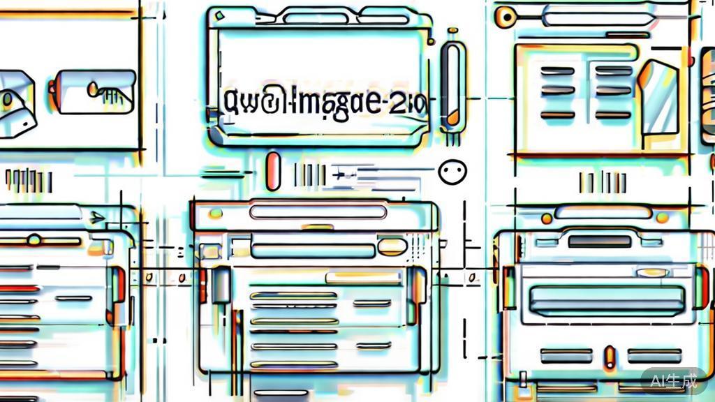 High-quality business illustration comparing Qwen-Image-2.0 with other image generation tools, minimal flat design
