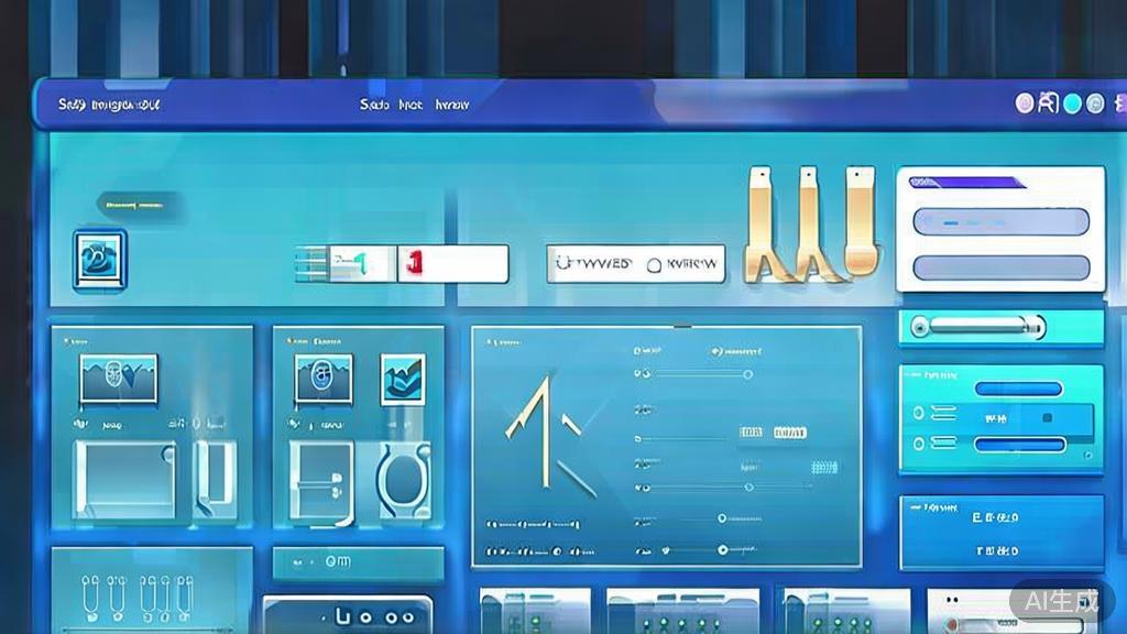 Flat vector illustration of the Qwen-Image-2.0 interface, dashboard style, soft blue gradient