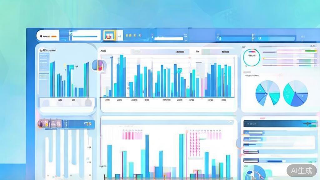 Flat vector illustration of sales prediction tool, dashboard style, soft blue gradient