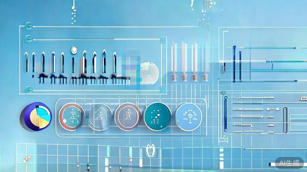 Flat vector illustration of business model development, dashboard style, soft blue gradient