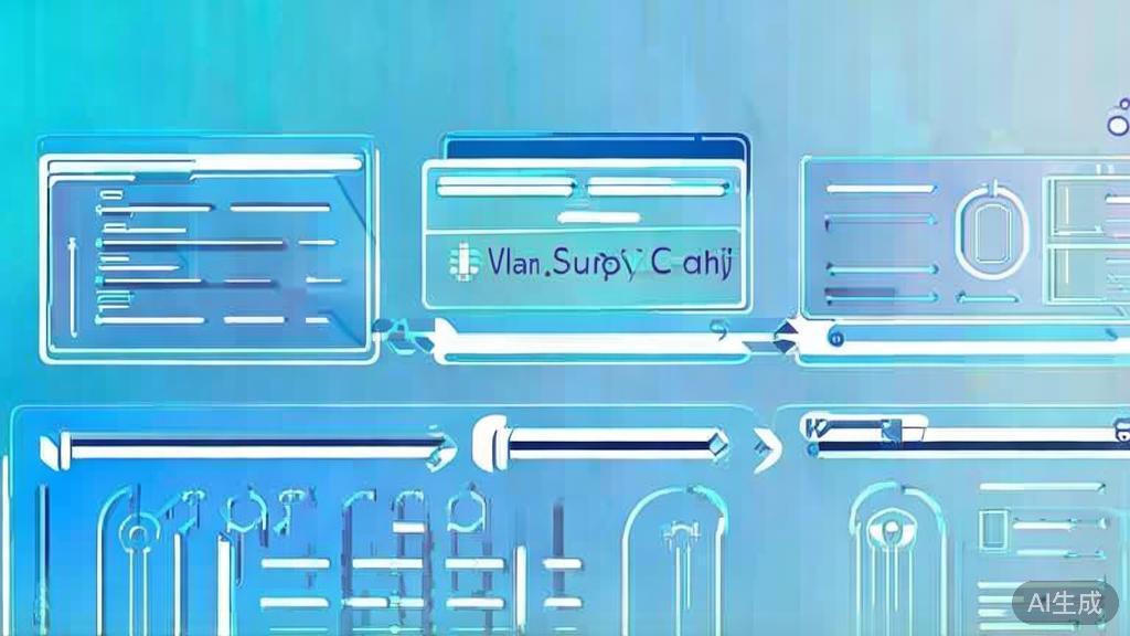 Flat vector illustration of smart supply chain system, dashboard style, soft blue gradient