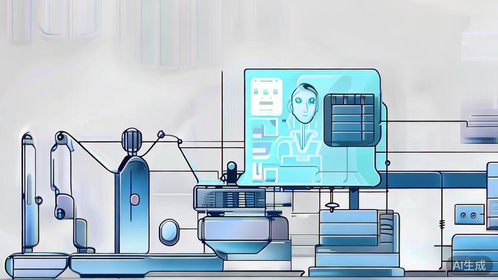 High-quality business illustration regarding AI in manufacturing, minimal flat design