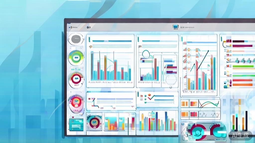 "Flat vector illustration of data analysis in social media, dashboard style, soft blue gradient"