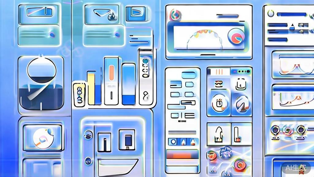 Flat vector illustration of social media entrepreneurship, dashboard style, soft blue gradient