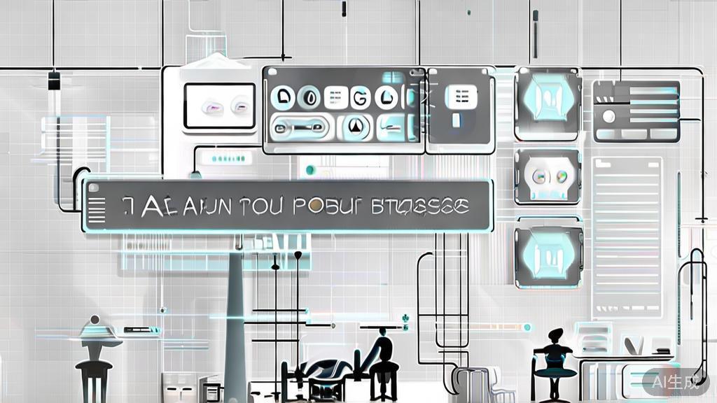 High-quality illustration regarding integrating AI tools in business processes, minimal flat design