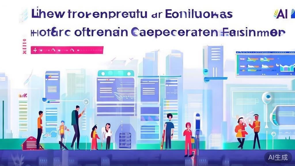 "High-quality business illustration regarding the future potential of AI in entrepreneurship, minimal flat design"