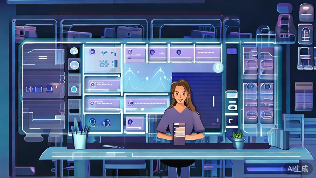 Flat vector illustration of an author brainstorming with AI tools, dashboard style, soft blue gradient
