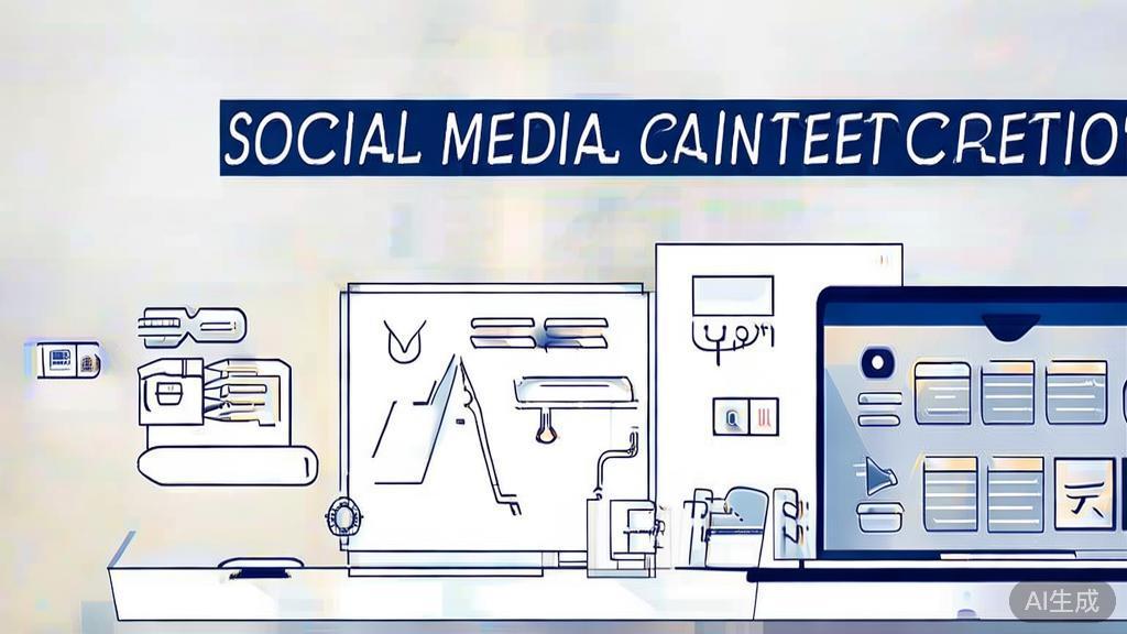 High-quality business illustration regarding social media content creation, minimal flat design