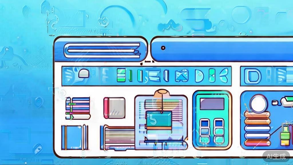 Flat vector illustration of educational tools and resources, dashboard style, soft blue gradient