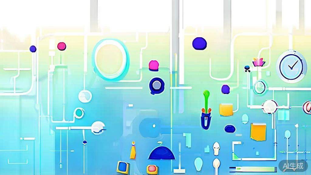 Flat vector illustration of a creative design process, dashboard style, soft blue gradient