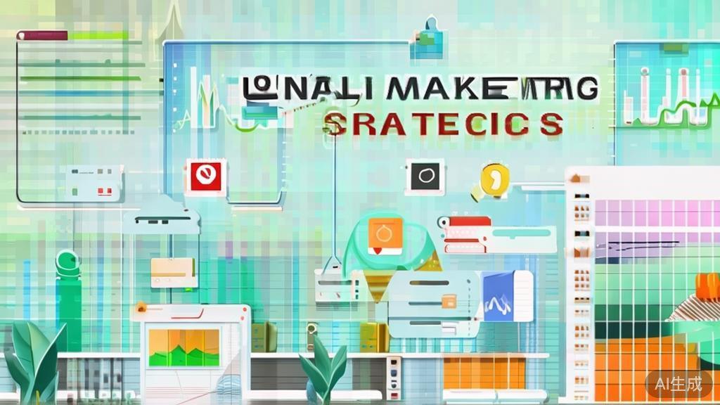 High-quality business illustration regarding visual marketing strategies, minimal flat design