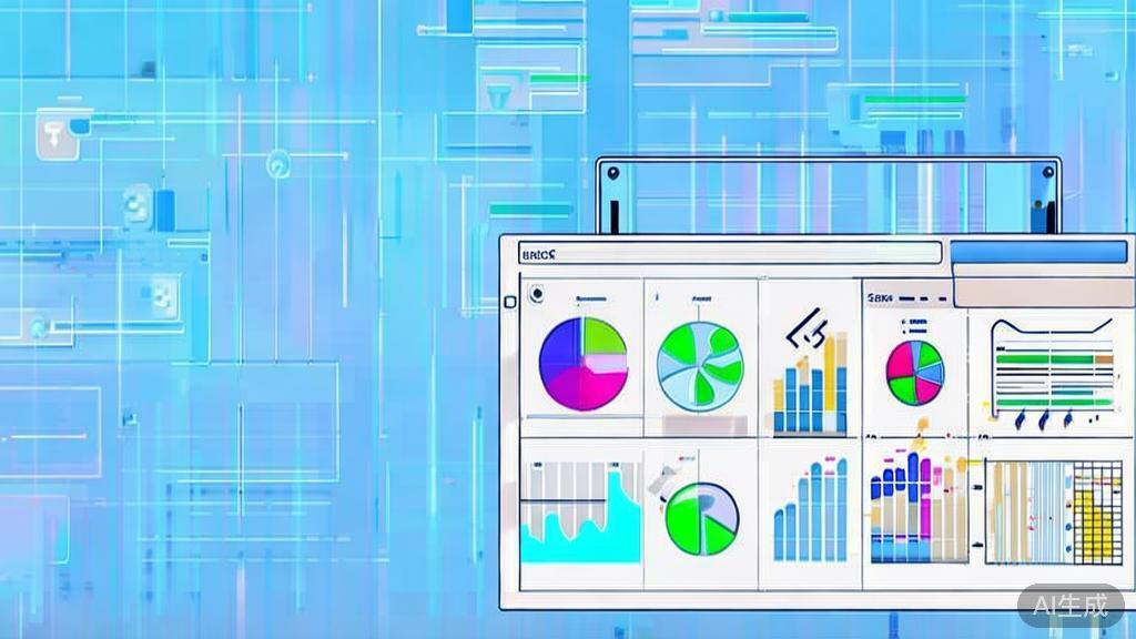 Flat vector illustration of data analytics in visual marketing, dashboard style, soft blue gradient