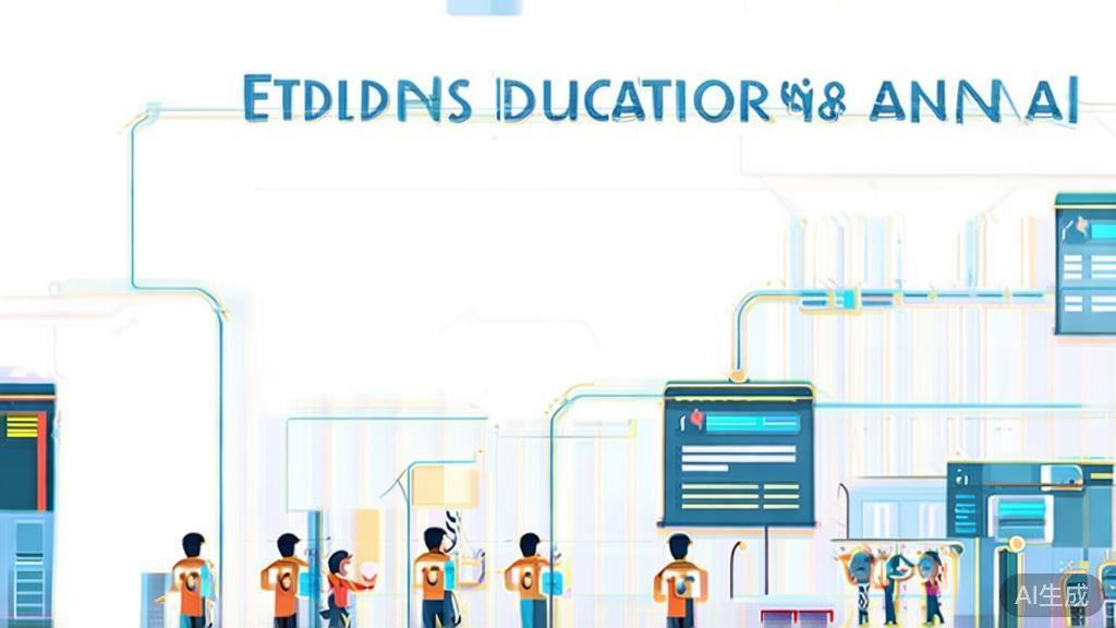 High-quality business illustration regarding education enhancements with AI, minimal flat design