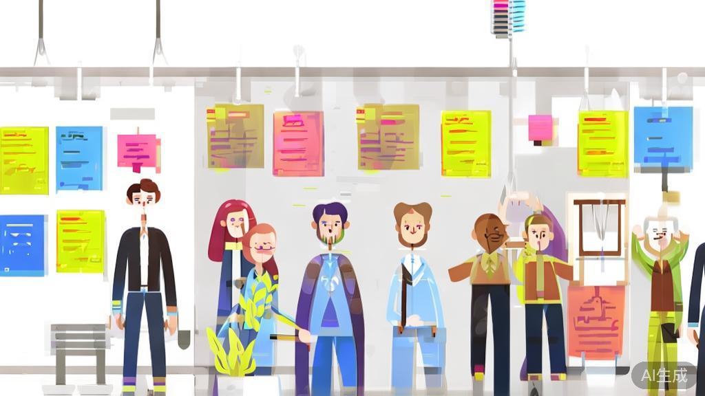 High-quality business illustration of a creative brainstorming session, minimal flat design