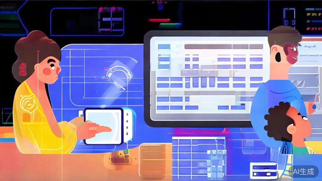 "Illustration of user experience with AI tools, showing diverse users interacting with technology, flat design"