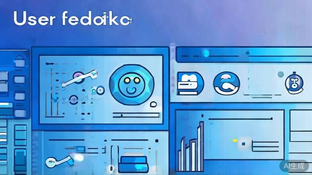 Flat vector illustration of user feedback, dashboard style, soft blue gradient