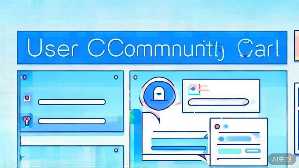 Flat vector illustration of a user community, dashboard style, soft blue gradient