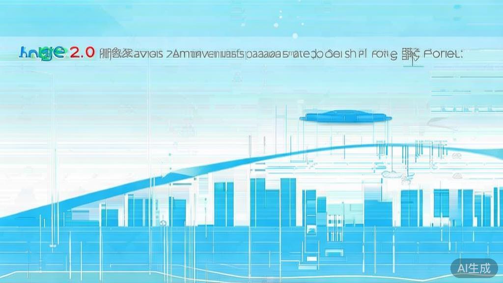 Flat vector illustration of 千问Image 2.0 features, dashboard style, soft blue gradient