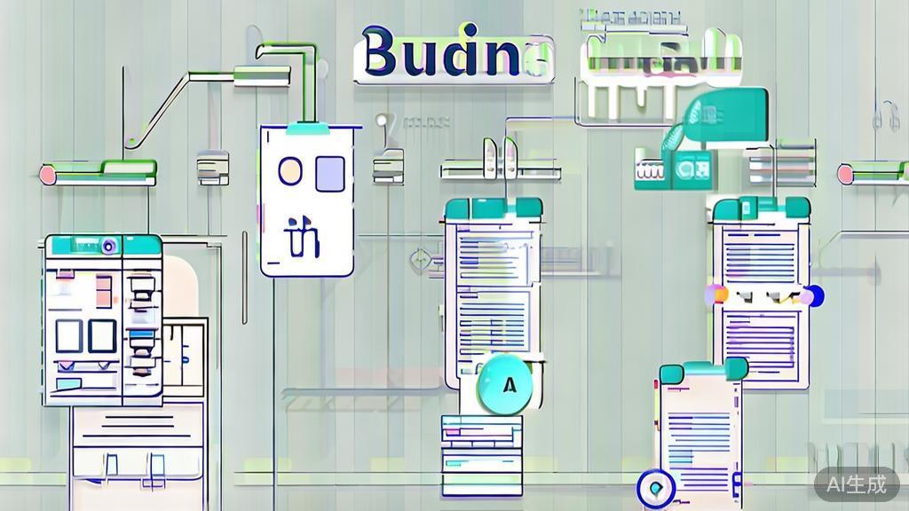 High-quality business illustration regarding AI applications in various industries, minimal flat design