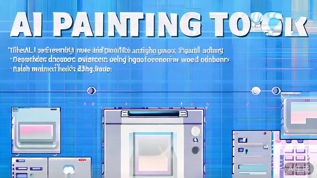 Flat vector illustration of AI painting tool development trends, dashboard style, soft blue gradient