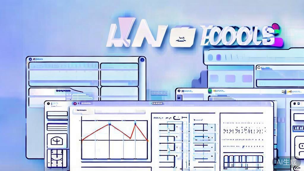Flat vector illustration of AI tools comparison, dashboard style, soft blue gradient