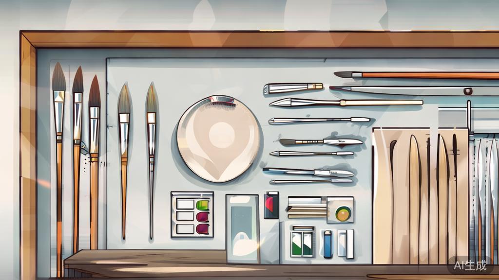 High-quality illustration of evaluating painting tools, minimal flat design