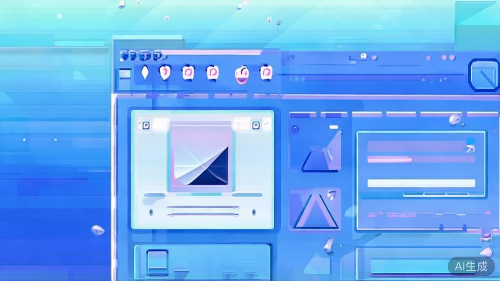 Flat vector illustration of creative process with GPT Image 2.0, dashboard style, soft blue gradient