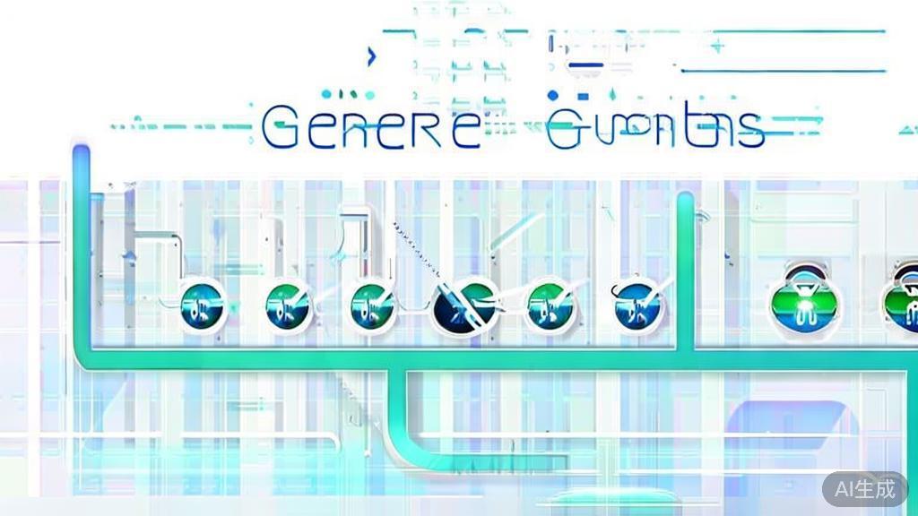 High-quality business illustration of streamlined image generation process, minimal flat design