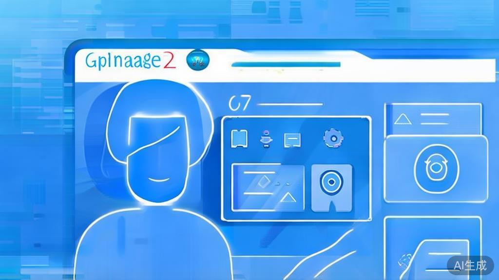 Flat vector illustration of user providing feedback on Gptimage2, dashboard style, soft blue gradient
