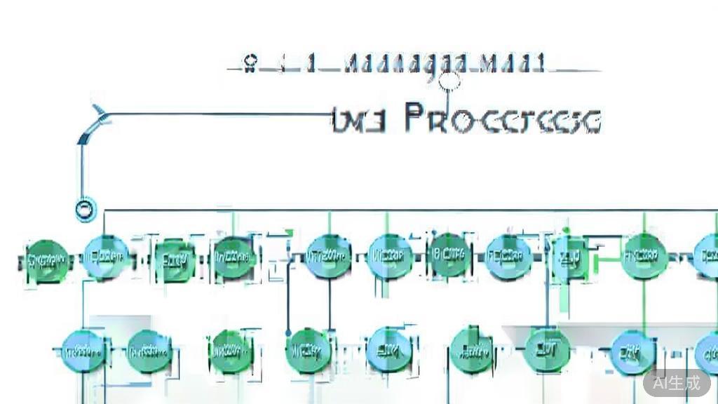 High-quality illustration of a project management process diagram, minimal flat design
