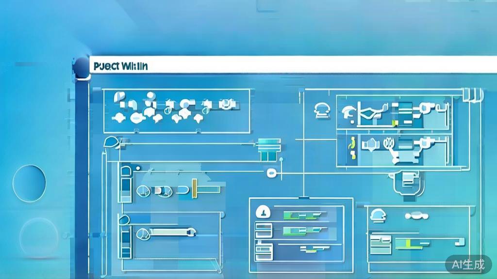 Flat vector illustration of project planning with PlantUML, dashboard style, soft blue gradient