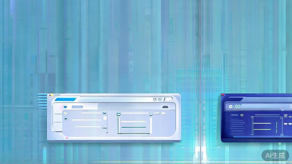 Flat vector illustration of software comparison, dashboard style, soft blue gradient